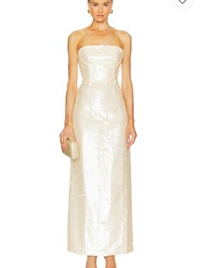 Strapless Sequin Column Gown in Ivory
